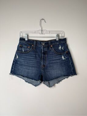 Levi’s 501 Distressed Denim Cut Off Shorts - Dark Blue | Women’s Size 28